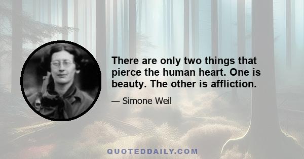 There are only two things that pierce the human heart. One is beauty. The other is affliction.