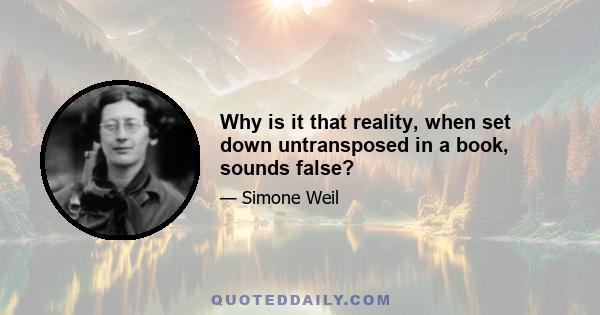 Why is it that reality, when set down untransposed in a book, sounds false?