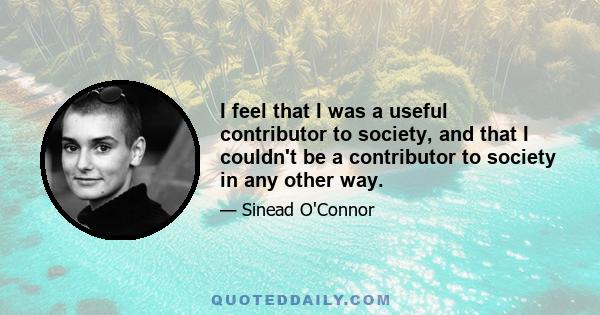 I feel that I was a useful contributor to society, and that I couldn't be a contributor to society in any other way.