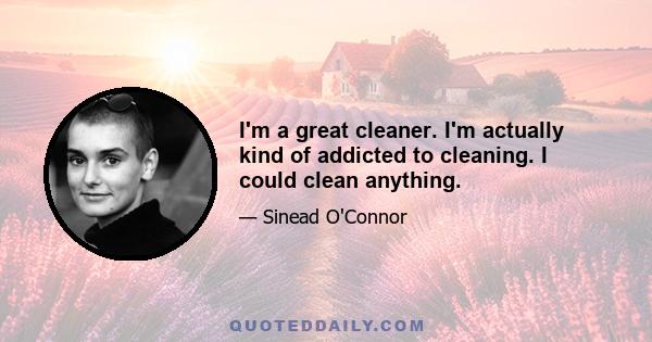 I'm a great cleaner. I'm actually kind of addicted to cleaning. I could clean anything.