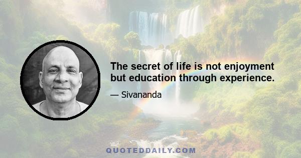 The secret of life is not enjoyment but education through experience.