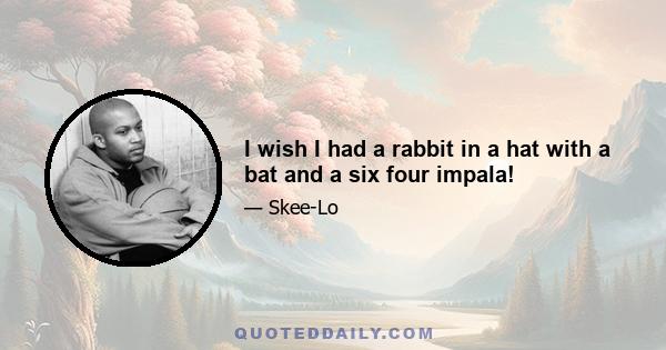 I wish I had a rabbit in a hat with a bat and a six four impala!