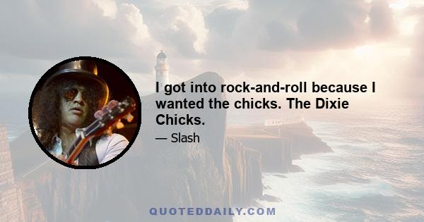 I got into rock-and-roll because I wanted the chicks. The Dixie Chicks.