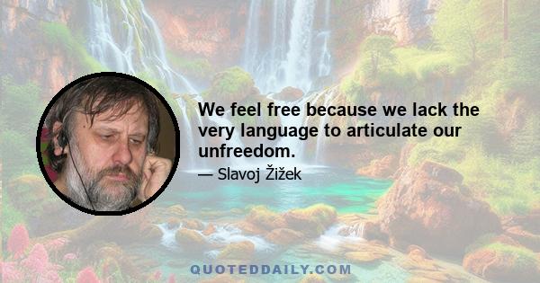 We feel free because we lack the very language to articulate our unfreedom.