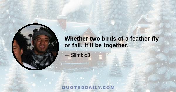 Whether two birds of a feather fly or fall, it'll be together.