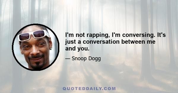 I'm not rapping, I'm conversing. It's just a conversation between me and you.