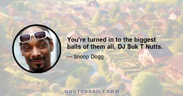 You're turned in to the biggest balls of them all, DJ Suk T Nutts.