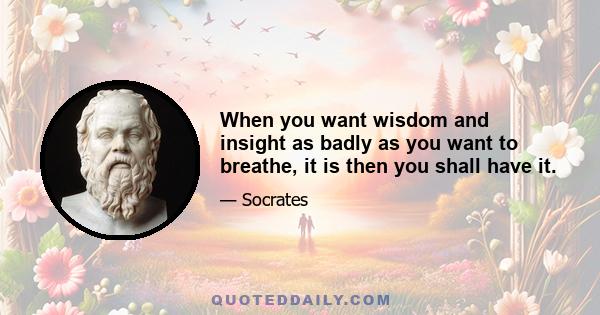 When you want wisdom and insight as badly as you want to breathe, it is then you shall have it.