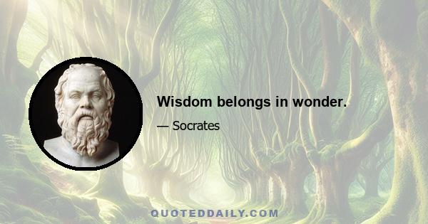 Wisdom belongs in wonder.