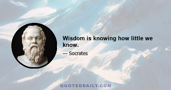 Wisdom is knowing how little we know.