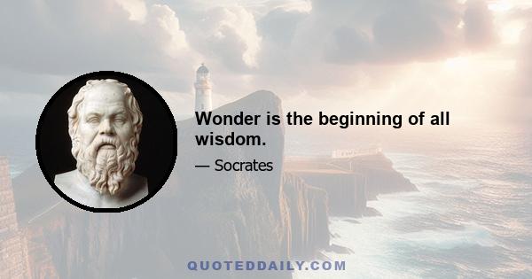 Wonder is the beginning of all wisdom.