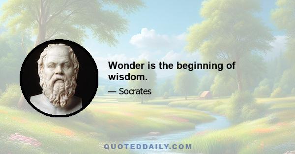 Wonder is the beginning of wisdom.