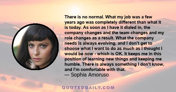 There is no normal. What my job was a few years ago was completely different than what it is today. As soon as I have it dialed in, the company changes and the team changes and my role changes as a result. What the