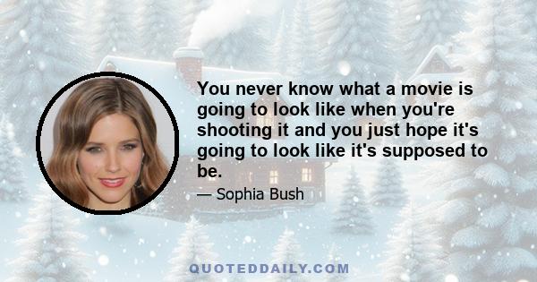 You never know what a movie is going to look like when you're shooting it and you just hope it's going to look like it's supposed to be.