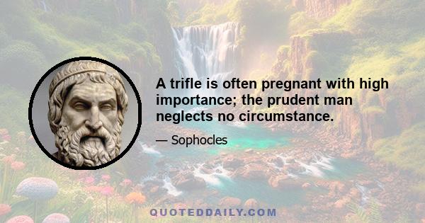 A trifle is often pregnant with high importance; the prudent man neglects no circumstance.