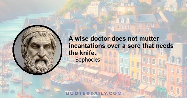 A wise doctor does not mutter incantations over a sore that needs the knife.