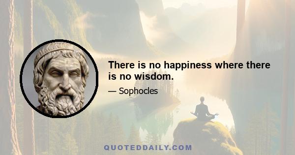 There is no happiness where there is no wisdom.