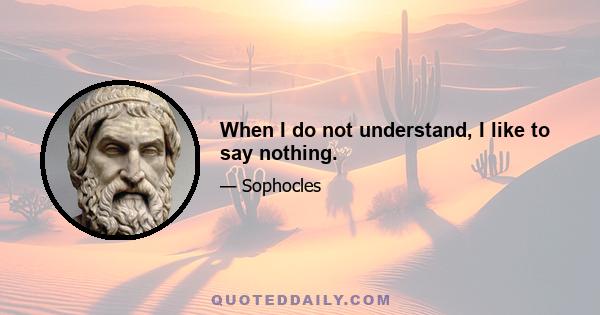 When I do not understand, I like to say nothing.