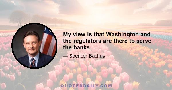 My view is that Washington and the regulators are there to serve the banks.