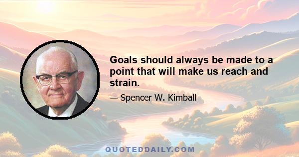 Goals should always be made to a point that will make us reach and strain.