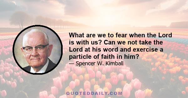 What are we to fear when the Lord is with us? Can we not take the Lord at his word and exercise a particle of faith in him?