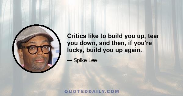 Critics like to build you up, tear you down, and then, if you're lucky, build you up again.