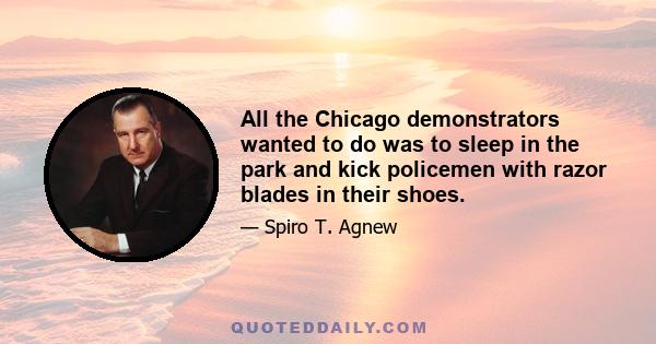 All the Chicago demonstrators wanted to do was to sleep in the park and kick policemen with razor blades in their shoes.