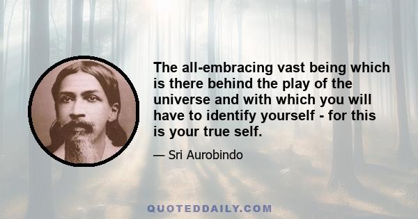 The all-embracing vast being which is there behind the play of the universe and with which you will have to identify yourself - for this is your true self.