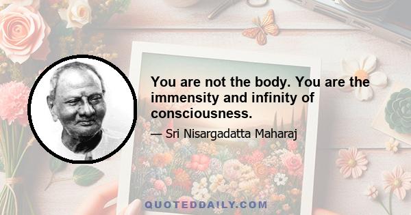 You are not the body. You are the immensity and infinity of consciousness.