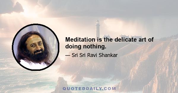 Meditation is the delicate art of doing nothing.