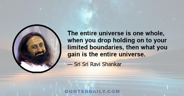 The entire universe is one whole, when you drop holding on to your limited boundaries, then what you gain is the entire universe.