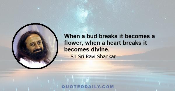 When a bud breaks it becomes a flower, when a heart breaks it becomes divine.