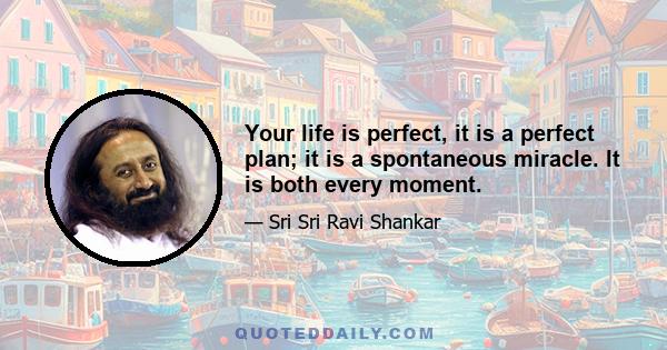 Your life is perfect, it is a perfect plan; it is a spontaneous miracle. It is both every moment.