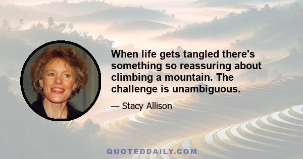 When life gets tangled there's something so reassuring about climbing a mountain. The challenge is unambiguous.