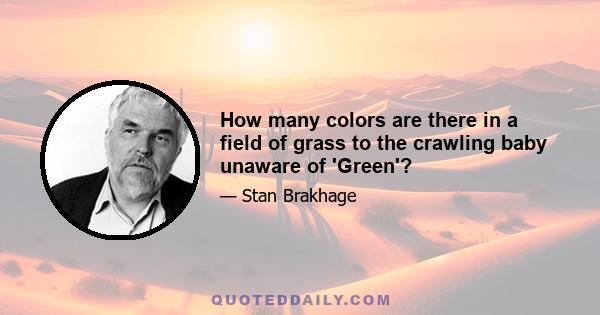 How many colors are there in a field of grass to the crawling baby unaware of 'Green'?