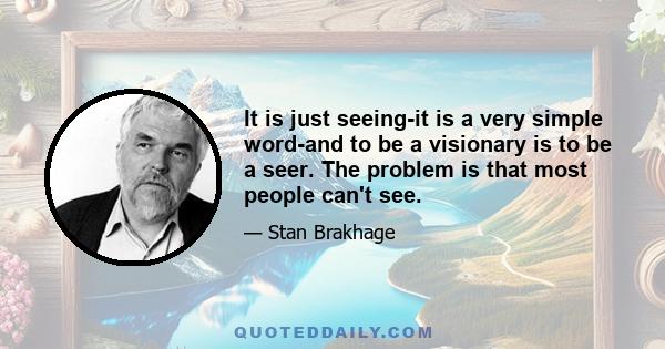 It is just seeing-it is a very simple word-and to be a visionary is to be a seer. The problem is that most people can't see.