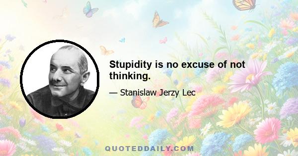 Stupidity is no excuse of not thinking.