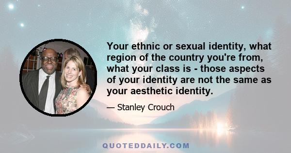 Your ethnic or sexual identity, what region of the country you're from, what your class is - those aspects of your identity are not the same as your aesthetic identity.