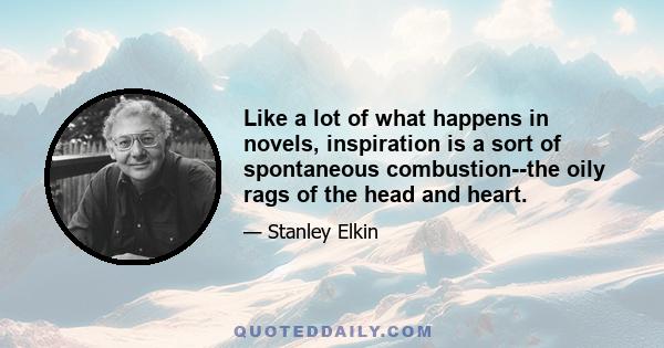 Like a lot of what happens in novels, inspiration is a sort of spontaneous combustion--the oily rags of the head and heart.