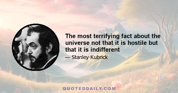 The most terrifying fact about the universe not that it is hostile but that it is indifferent