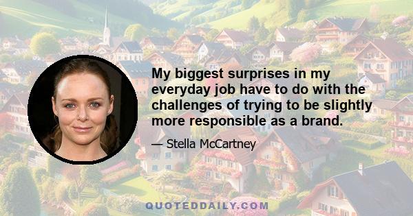 My biggest surprises in my everyday job have to do with the challenges of trying to be slightly more responsible as a brand.