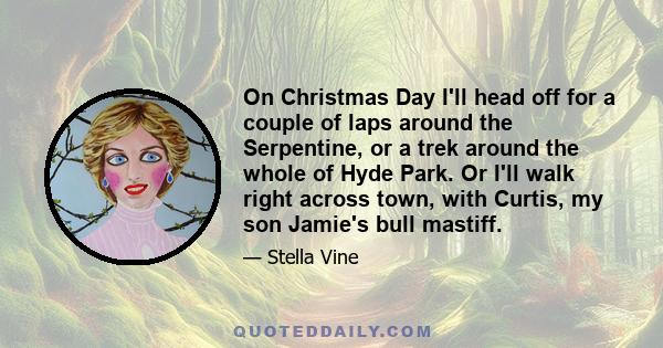 On Christmas Day I'll head off for a couple of laps around the Serpentine, or a trek around the whole of Hyde Park. Or I'll walk right across town, with Curtis, my son Jamie's bull mastiff.