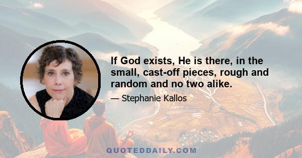 If God exists, He is there, in the small, cast-off pieces, rough and random and no two alike.