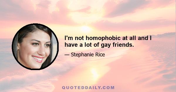 I'm not homophobic at all and I have a lot of gay friends.