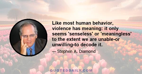 Like most human behavior, violence has meaning: it only seems 'senseless' or 'meaningless' to the extent we are unable-or unwilling-to decode it.