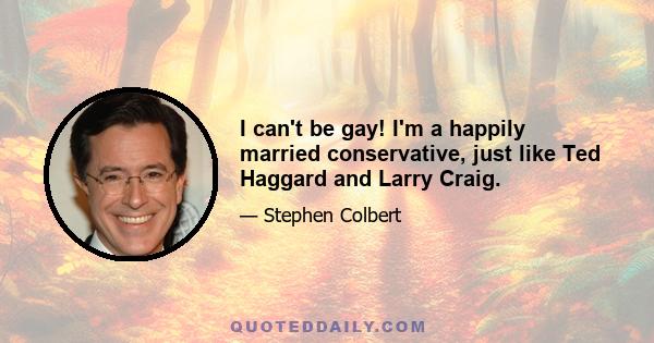 I can't be gay! I'm a happily married conservative, just like Ted Haggard and Larry Craig.