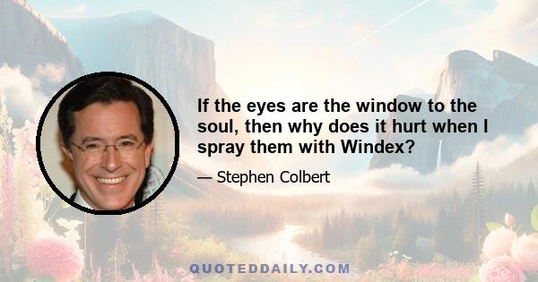 If the eyes are the window to the soul, then why does it hurt when I spray them with Windex?