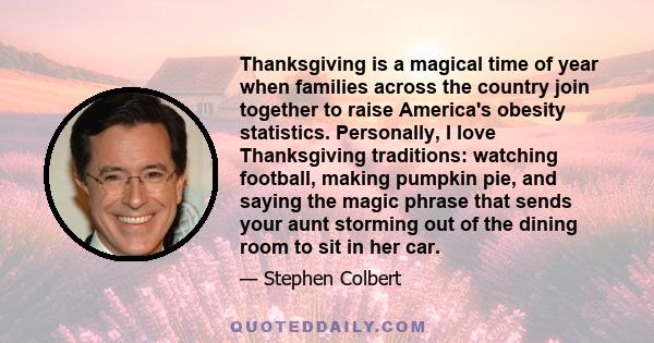 Thanksgiving is a magical time of year when families across the country join together to raise America's obesity statistics. Personally, I love Thanksgiving traditions: watching football, making pumpkin pie, and saying