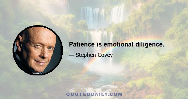 Patience is emotional diligence.