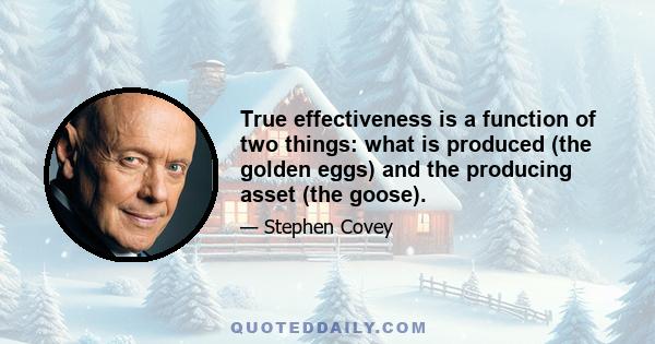 True effectiveness is a function of two things: what is produced (the golden eggs) and the producing asset (the goose).